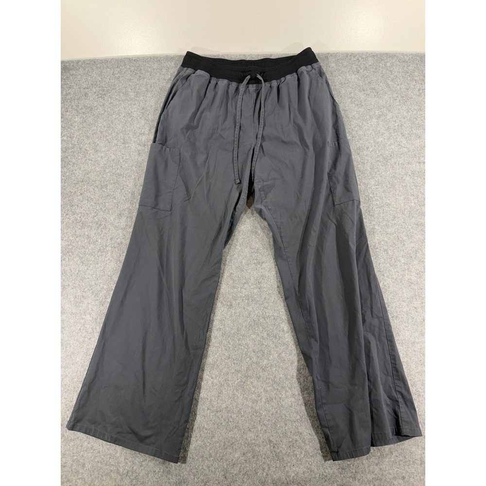 Scrubstar Cargo Scrub Pants Gray Elastic Waist Drawstring Pockets Size L